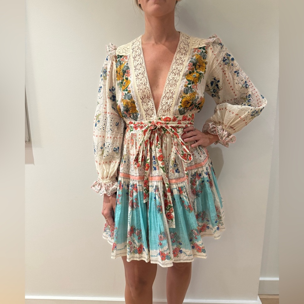 Zimmermann Floral Lace Trim Wrap Dress